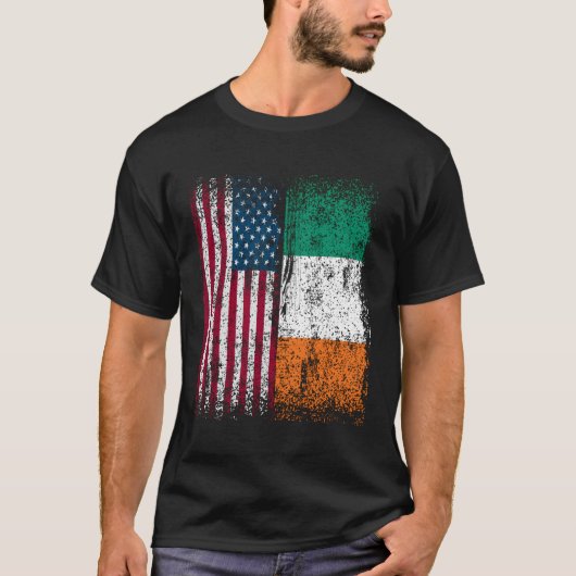 Irland American Flag American Geboren Irish Herita T-Shirt (Vorderseite)