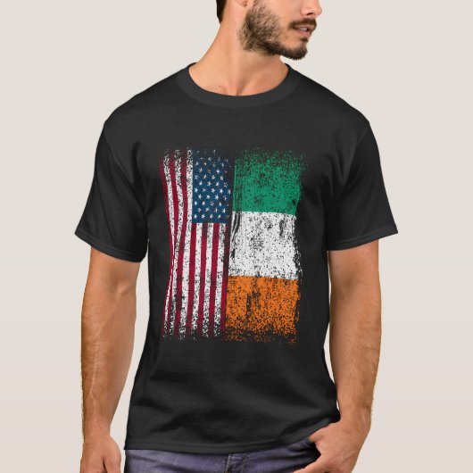 Irland American Flag Gift American Geboren Irish I T-Shirt (Vorderseite)