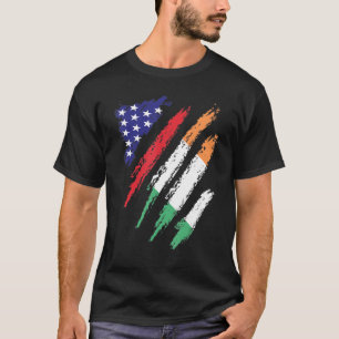 Irland Amerikanische Gewachsene Flagge USA Patriot T-Shirt