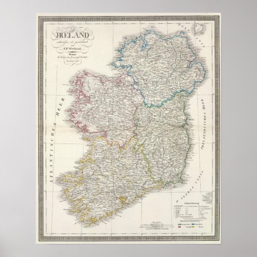 Irland Atlas-Karte Poster (Vorne)
