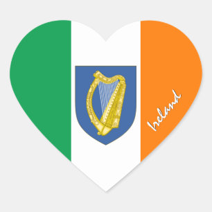 Irland-Aufkleber, Herz, Patriotische irische Flagg Herz-Aufkleber