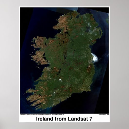 Irland aus Landsat 7 Poster (Vorne)