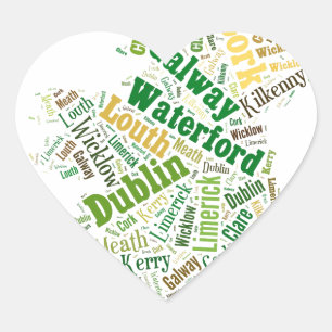 Irland Cities Word Art Herz-Aufkleber