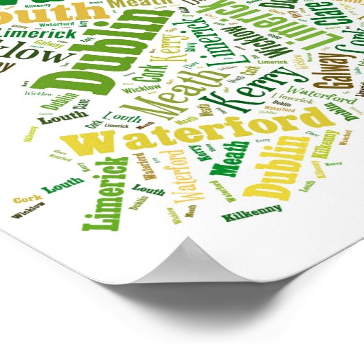 Irland Cities Word Art Poster (Ecke)