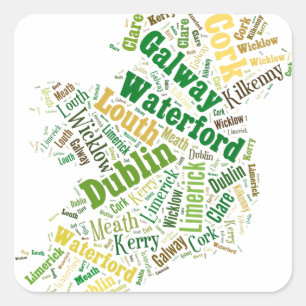Irland Cities Word Art Quadratischer Aufkleber