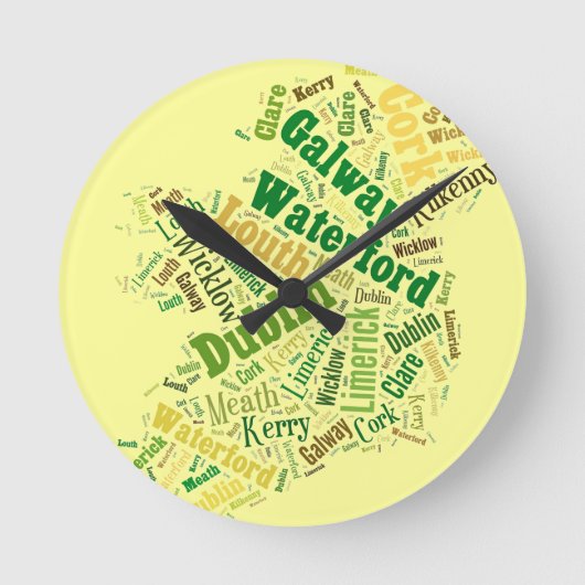 Irland Cities Word Art Runde Wanduhr (Vorderseite)