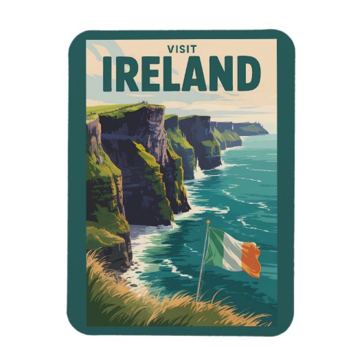 Irland Cliffs of Moher Illustration Reise Kunst Magnet (Vertikal)