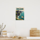 Irland Cliffs of Moher Illustration Reise Kunst Poster (Küche)