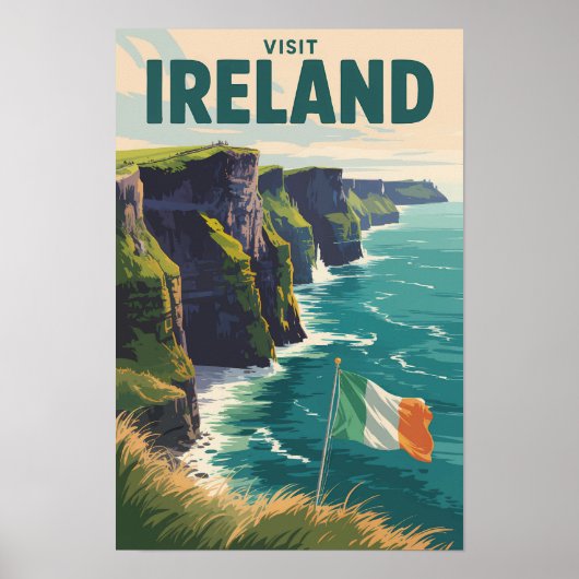 Irland Cliffs of Moher Illustration Reise Kunst Poster (Vorne)