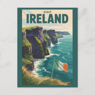 Irland Cliffs of Moher Illustration Reise Kunst Postkarte
