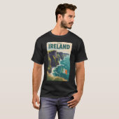 Irland Cliffs of Moher Illustration Reise Kunst T-Shirt (Vorne ganz)