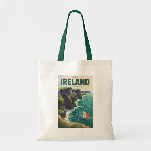 Irland Cliffs of Moher Illustration Reise Kunst Tragetasche (Vorne)