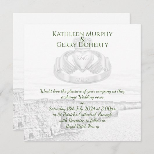 Irland Cliffs of Moher & Irish Claddagh Ring Einladung (Vorne/Hinten)