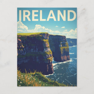 Irland Cliffs of Moher Vintage Reise Postkarte