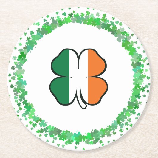 Irland Clover Saint Patrick's Day Runder Pappuntersetzer (Vorderseite)