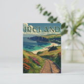 Irland Coastline Vintage Travel Postkarte (Stehend Vorderseite)