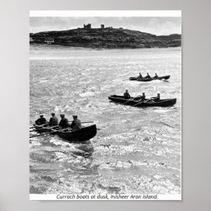 Irland, Currach-Boote vor der Insel Inisheer Aran Poster