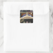 Irland, Dublin. Vintages Auto, weiß 2 Quadratischer Aufkleber (Tasche)