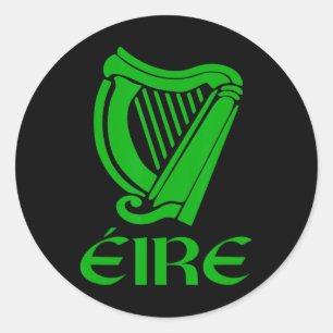 Irland Eire Eireann Irischer Stolz Gälischer Harp Runder Aufkleber