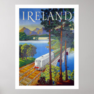 Irland, Eisenbahn, Landschaftsansicht, Vintage, Re Poster
