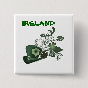 Irland Elegant Kleeblatt Hat Button