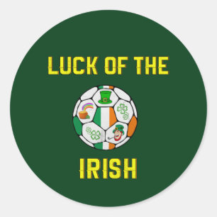 Irland Flag Fußball-Ball - Glück der Iren Runder Aufkleber