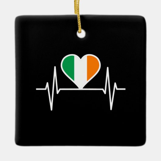 Irland Flag Heartbeat Keramikornament (Vorderseite)