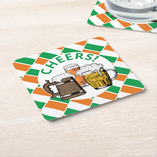 IRLAND FLAG Irish Beer Rechteckiger Pappuntersetzer (angewinkelt)