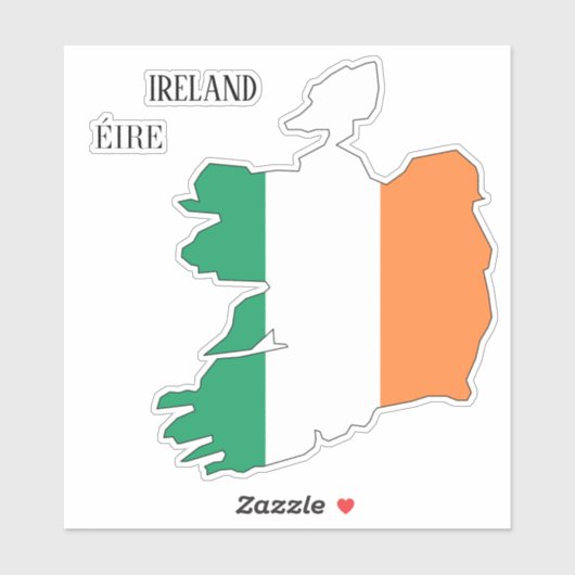 Irland Flag Map Aufkleber (Blatt)