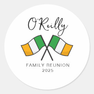 Irland-Flagge Familientreffen  Runder Aufkleber
