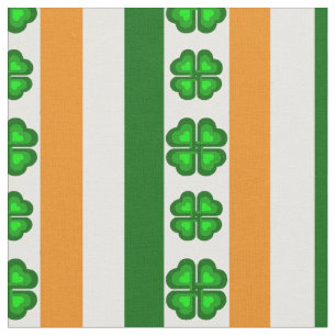 Irland Flagge/Orange, weiß und grün, Kleeblätte Stoff