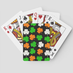 Irland Flagge Papercut Clovers Black Playing Cards Spielkarten