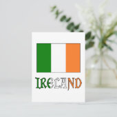 Irland - Flagge und Wort Postkarte (Stehend Vorderseite)