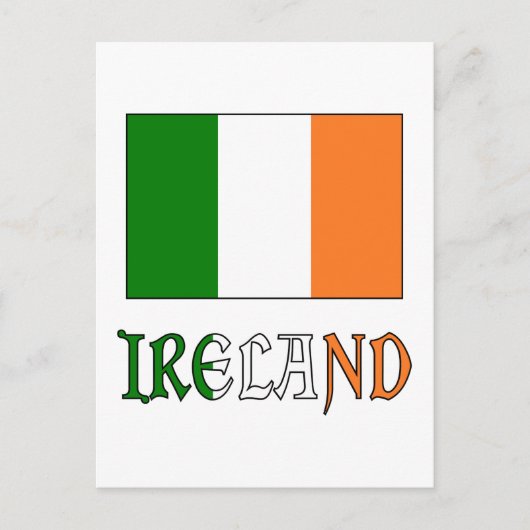 Irland - Flagge und Wort Postkarte (Vorderseite)