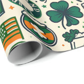 Irland Flaggen Irish Kleeblatt Celtic St Patricks Geschenkpapier (Rolleneckpunkt)