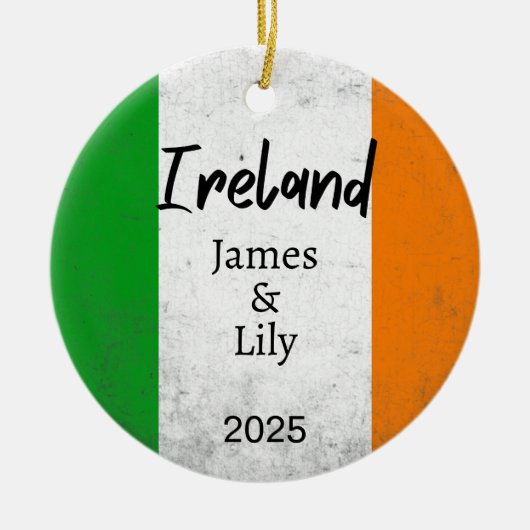 Irland Flaggenverzierung, Personalisiert Irland Keramik Ornament (Vorne)