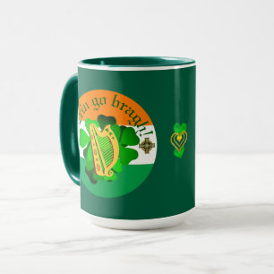 Irland für immer/Erin go bragh/ Harfe/Flagge/Herz Tasse