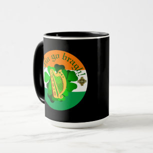Irland für immer/Erin go bragh/ Harfe/Flagge/Herz Tasse