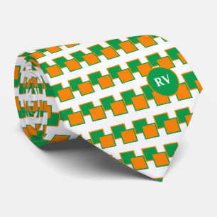 Irland Green White Orange Muster Mit Monogramm Krawatte