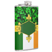 Irland - grüne Kleeblätter, Monogramm/Initialen 11 Flachmann (Rechts)