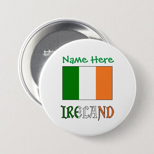 Irland - Grüne Persönlichkeit unter irischer Flagg Button (Vorne & Hinten)