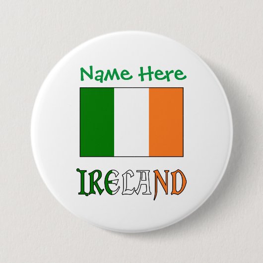 Irland - Grüne Persönlichkeit unter irischer Flagg Button (Vorderseite)