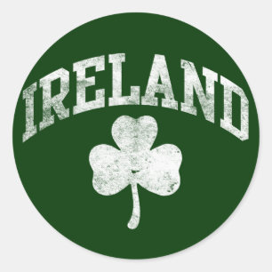 Irland, Grunge Style Kleeblatt Varsity Runder Aufkleber