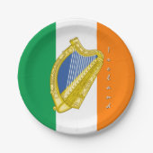 Irland, Harfe, irische Flagge - Party, Hochzeit /T Pappteller (Vorderseite)