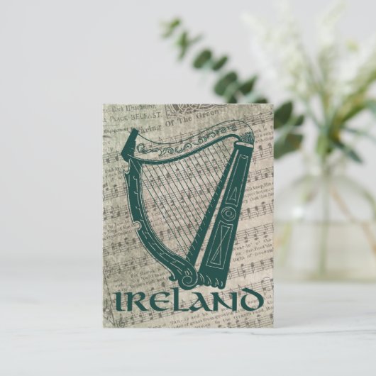 Irland Harp Design, Irish Harp Postkarte (Stehend Vorderseite)