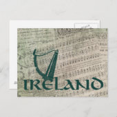 Irland Harp Design, Irish Harp Postkarte (Vorne/Hinten)