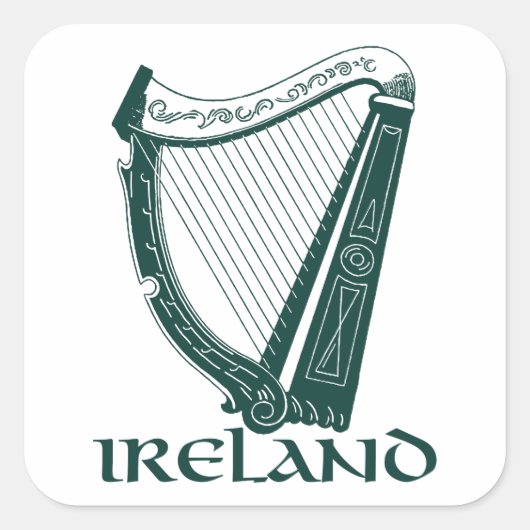 Irland Harp Design, Irish Harp Quadratischer Aufkleber (Vorderseite)