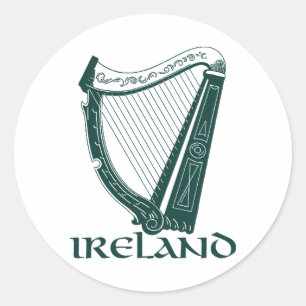 Irland Harp Design, Irish Harp Runder Aufkleber