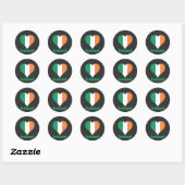 Irland Herzenflagge Runder Aufkleber (Blatt)