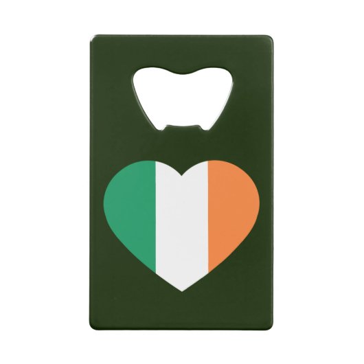 Irland - Herzstempel auf dunkelgrüne Fläche Geldbeutel Flaschenöffner (Vorderseite)
